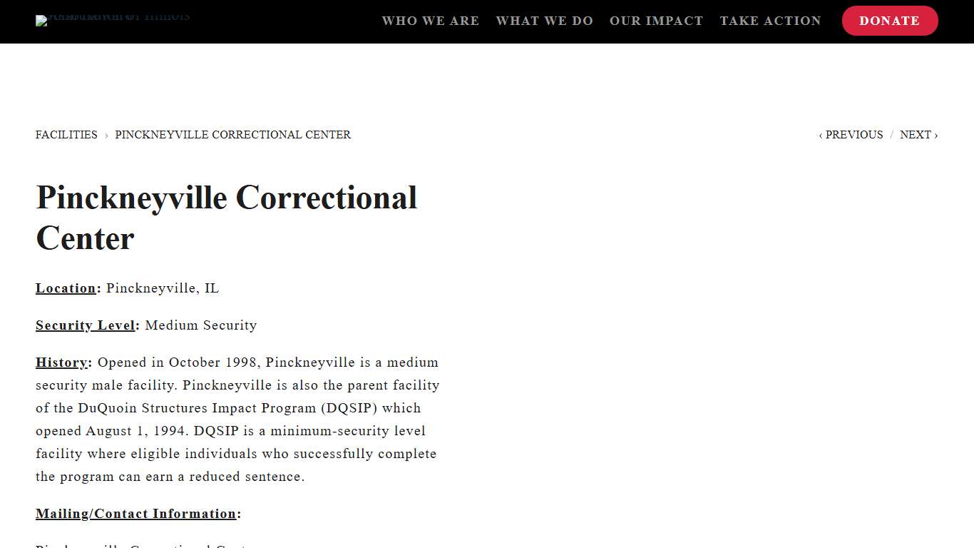 Pinckneyville Correctional Center — John Howard Association of Illinois
